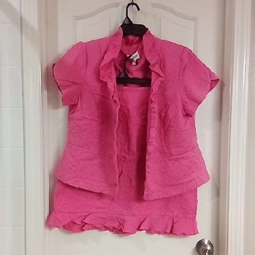 Danny & Nicole Pink Ruffled Blouse